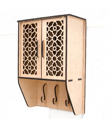 Armoire + Portemanteau - 100% Bois - Modèle Jaima