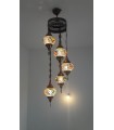 Lámpara Turca - 5 Bolas Cristal Murano - Mosáico - 1 m