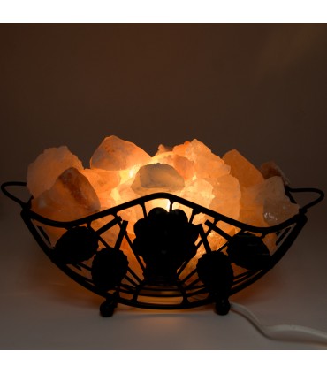 Lampe de sel de l'Himalaya - Corbeille de fruits en fer