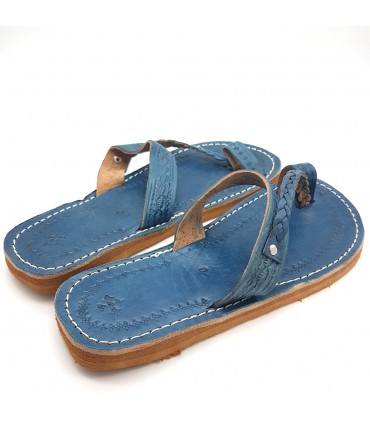 Blue Woman Sandal - 100% Leather - Model Safra azrak