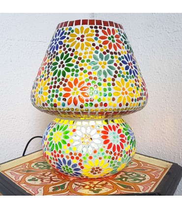 Table Lamp - Multicolored Mosaic - Mushroom Design