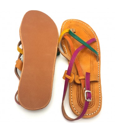 Sandale Frau - 100% Leder - Mehrfarbig - Modell Alwania