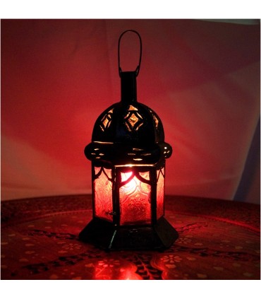 Bougie lanterne hex couleurs - cristaux - 5