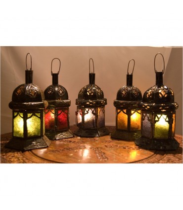 Candle Lantern Hexagonal - Crystals - 5 Colors