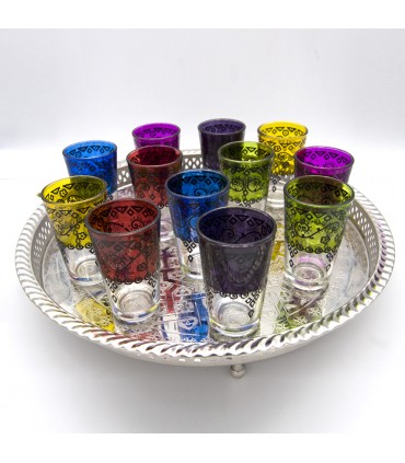 Tea Set Pack - 12 Glasses + Teapot 1 l + Sugar Bowl + Tray + Glossy Ibis + Gift Candle Holder