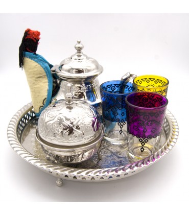 Service à thé spécial - OFFRE - Théière de grande qualité + 6 verres - Sucrier + Morito + Dessous de plat + Bougeoir turc CADEAU