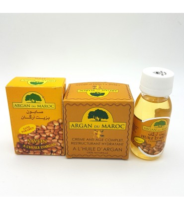 Pack Sabão Argan + Creme de Rosto Argan + Óleo de Argan - Argan du Maroc