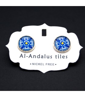 Button Earrings - Inspired by the Alhambra - Al-Andalus Tiles - Wahid Model
