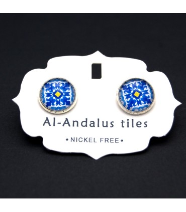 Button Earrings - Inspired by the Alhambra - Al-Andalus Tiles - Wahid Model