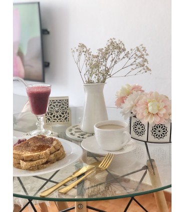 Confezione da 6 sottobicchieri + 6 sottobicchieri + 1 scatola di caramelle - colore bianco