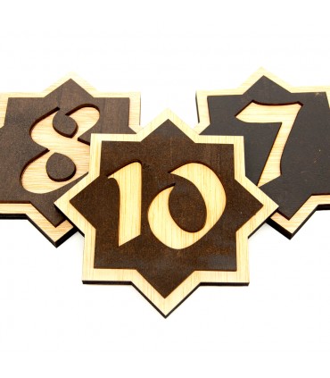 Numéro de porte en bois - Design arabe - Modèle Arkam