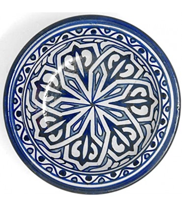 Arabic Soup Plate - Ceramic Fez - Hand Painted - Blue and White