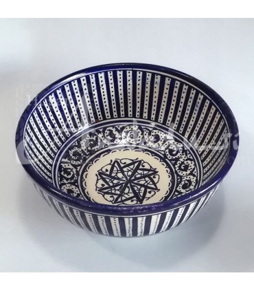 Moroccan Bowl or Bowl - Salad Bowl - Ceramic Fez - Hand Painted - Blue and White