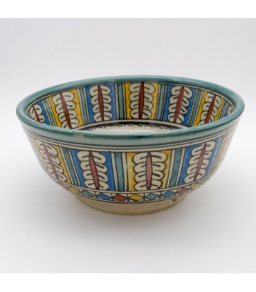 Bol ou bol marocain - Saladier - Céramique de Fès - Peint à la main - Bleu et blanc - 25 x 11 cm