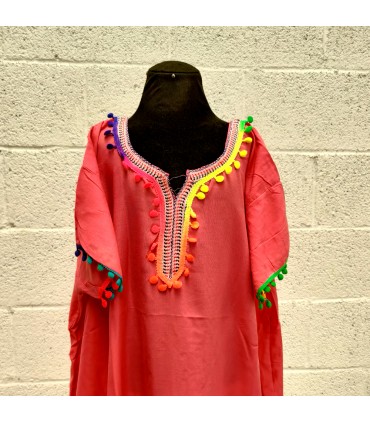 Marokkanische Kandora Frau - Djellaba - Einheitsgröße - Farbe Rosa - Modell kuratia