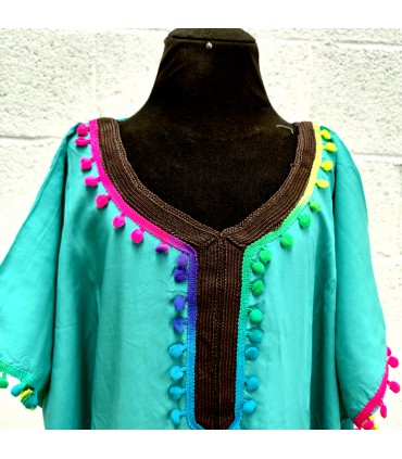 Kandora Marroquí Mujer - Chilaba - Talla Única - Color Verde Esmeralda - Modelo Kuratia