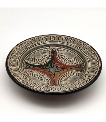 Asfi Carved and Glazed Ceramic Plate - Hand Painted - Gray - Nahtun Model
