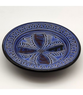 Placa de cerâmica esculpida e esmaltada Asfi - Pintada à mão - Azul - Modelo Nahtun