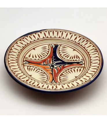 Piatto Asfi in Ceramica Intagliata e Smaltata - Dipinto a Mano - Bianco - Modello Nahtun