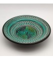 Assiette en céramique sculptée et émaillée Asfi - Peint à la main - Vert émeraude - Modèle Nahtun