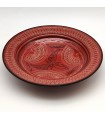 Assiette en céramique sculptée et émaillée Asfi - Peint à la main - Rouge - Modèle Nahtun