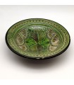 Asfi Carved and Glazed Ceramic Plate - Hand Painted - Green - Nahtun Model