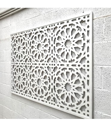 ARABISCHER CELOSIA-RAHMEN - ALHAMBRA-DESIGN - WEISSE FARBE 160 cm x 100 cm x 1 cm