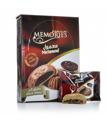 Biscoitos de grãos inteiros recheados de tâmara - Memórias Maamoul - 480 g