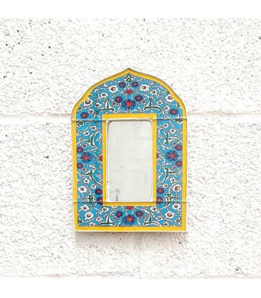 Miroir Décoratif - Décoration Style Vintage 100% Fait Main - Modèle Hak nº3 JAUNE - 20 x 14cm