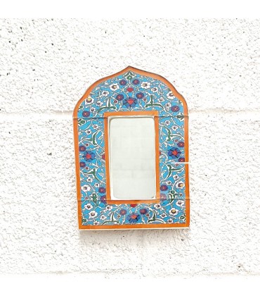 Miroir Décoratif - Décoration Style Vintage 100% Fait Main - Modèle Hak nº4 ORANGE - 20 x 14cm