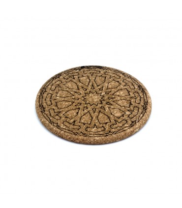 Tovaglietta in sughero con incisione e disegno geometrico - Stile arabo - Design Alhambra - 18 cm