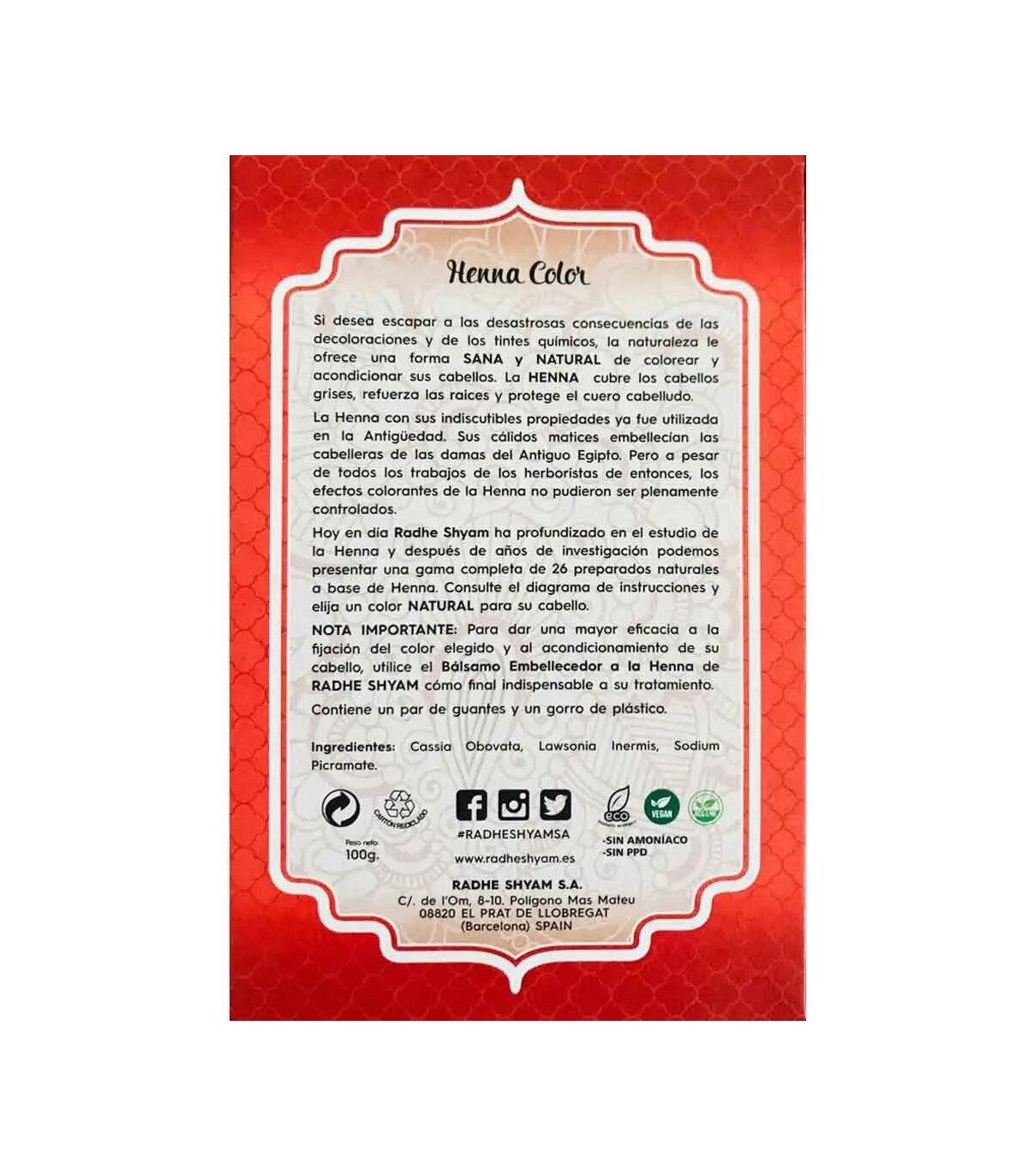Henna Kastanie Mahagoni Pulver Von Radhe Shyam – Hochwertiges Naturhaarfärbemittel Für Intensive Farbe