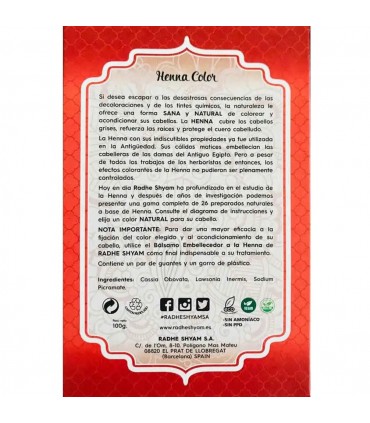 Cabelo Natural Henna Tintura - Cobre - Shyam Radhe - 100