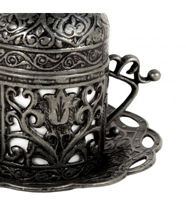 Turkish Expresso Coffee Glass - Porcelain and Metal - Black Turkish Model