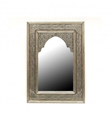 Arabischer Dekorationsspiegel - 60 x 40 cm - Geschnitztes Alpaka - Lotus-Modell