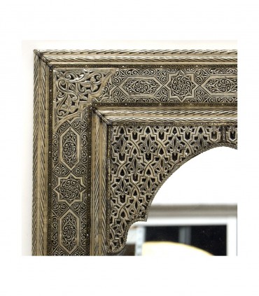 Espelho Decoração Árabe - 60 x 40 cm - Alpaca Esculpida - Modelo Lotus