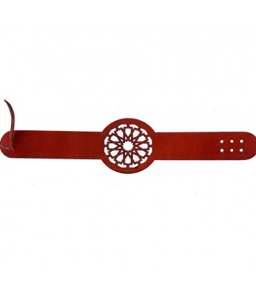 Bracciale in pelle - Modello orologio - 22 cm - Motivi geometrici