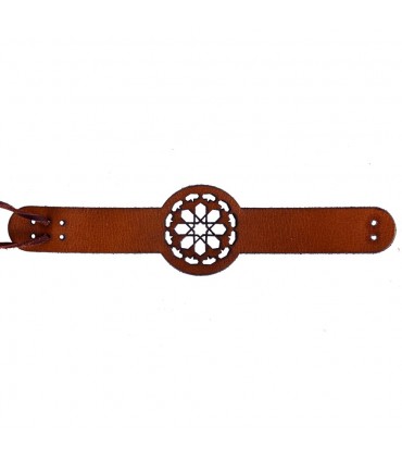 Pulsera De Cuero - Modelo Reloj - 22 cm - Motivos Geométricos