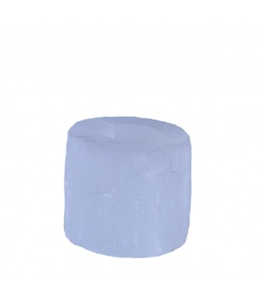 Selenite Cylinder Candle Holder - Raw Mineral - Feng Shui