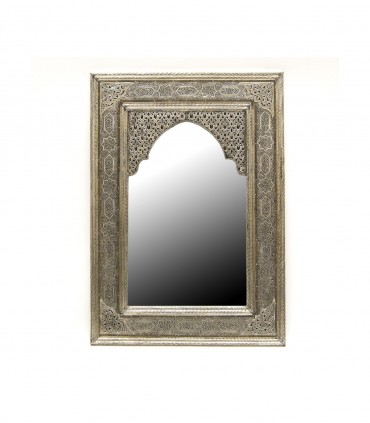 Arabischer Dekorationsspiegel - 80 x 60 cm - Geschnitztes Alpaka - Lotus-Modell