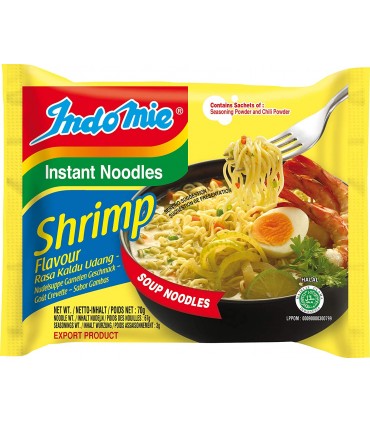 Pacote 5 x Indomie Instantâneos - Noodles Sabor Camarão - 70gr