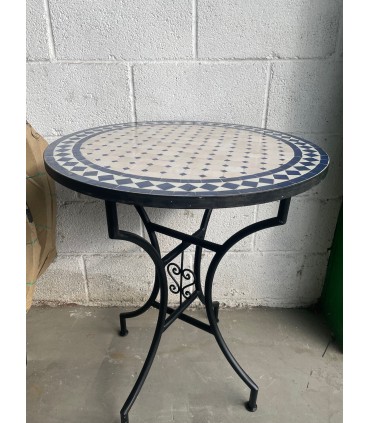 Mosaic Table - Round Blue - Fez Tiles - SARKA MUDAWAR Model