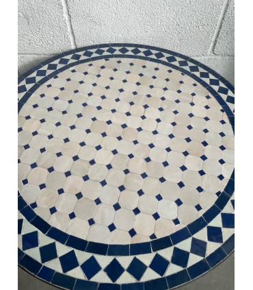 Mesa de Mosáico - Redonda Azul - Azulejos Fez - Modelo SARKA MUDAWAR