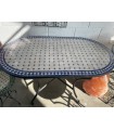 Mesa de Mosáico 140 x 80 cm - OVALADA Azul - Azulejos Fez - Modelo SARKA MUSTATIL