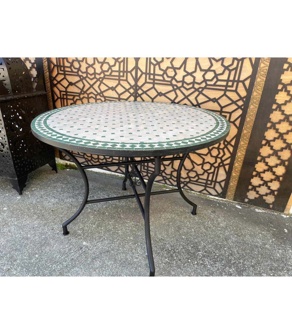 Mosaik Tisch - Rund GRÜN - Fez Fliesen