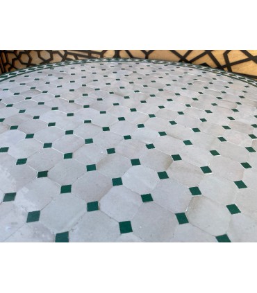 Tavolo Mosaico - Rotondo VERDE - Piastrelle Fez - Modello AKHDAR MUDAWAR