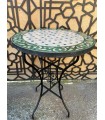 Tavolo Mosaico 40 cm - Rotondo VERDE - Piastrelle Fez - Modello AKHDAR MUDAWAR