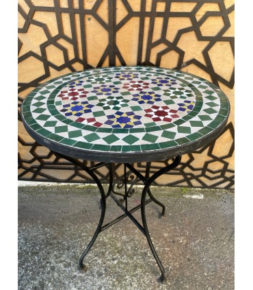 TARA Mosaik Tisch 40 cm - Rund MULTICOLOR - Fez Fliesen - AKHDAR MUDAWAR Modell