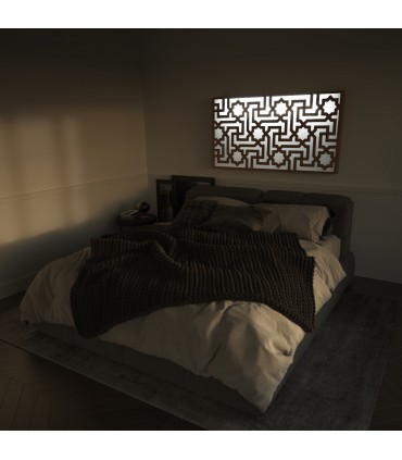 Cabeceira de Cama Retroiluminada LED RGB Controle + Controle Móvel - Modelo MAATAHA