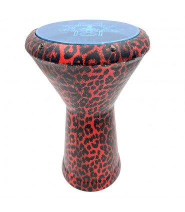 Darbuka Alejandría + Funda + Parche de Recambio - Modelo LEOPARDO ROJO